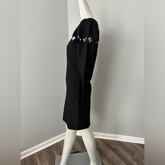 MILLY Scallop Cut Out Fitted Dress in Black Small $425 - Picture 6 of 12